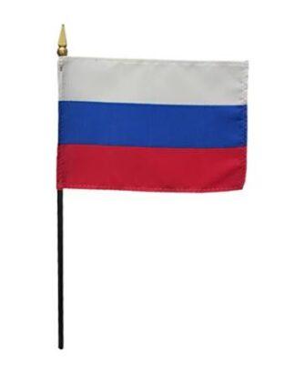 Russia flag mini handheld flag with pole, ideal for patriotic events and celebrations.