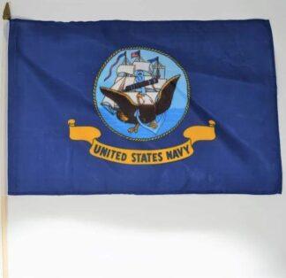United States Navy flag featuring the eagle, ship, and anchor emblem, ideal for nautical decor and military enthusiasts, available at El Cheapo Flag Store.