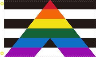 Rainbow pride flag with black and white stripes, LGBTQ pride symbol, colorful flag for diversity and inclusion, LGBTQ flag, gay pride accessories, expressive pride banner.