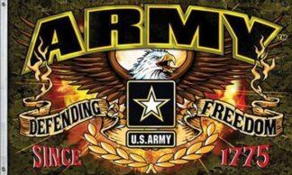 U.S. Army flag with eagle and star emblem, military pride banner, patriotic decor, Army spirit, heritage logo, military memorabilia, Army pride flag, supporting U.S. armed forces, army insignia, military gift merchandise.