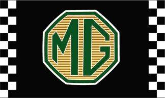 MG logo flag showcasing classic design elements, perfect for collectors and enthusiasts.