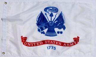 United States Army flag with historical emblem and slogan, perfect for military events, patriotic displays, and outdoor celebrations. High-quality patriotic flag designed for durability.